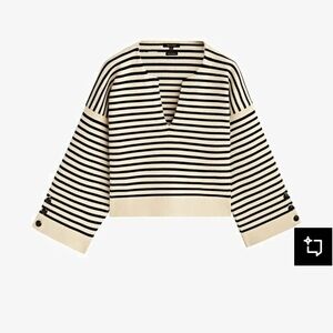 Massimo Dutti Black and Cream Striped Sweater
